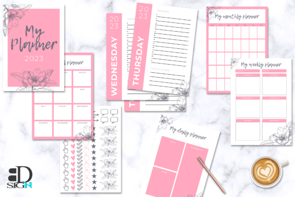 Download Light Pink and Flowery Planner 2023 - 2023 Collection