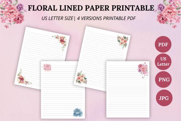 Download Floral Lined Paper Printable - Lined Collection