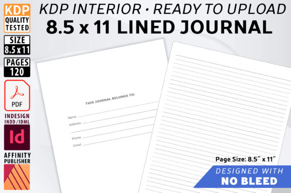 Download 8.5 X 11 Lined Journal - NO BLEED - Lined Collection
